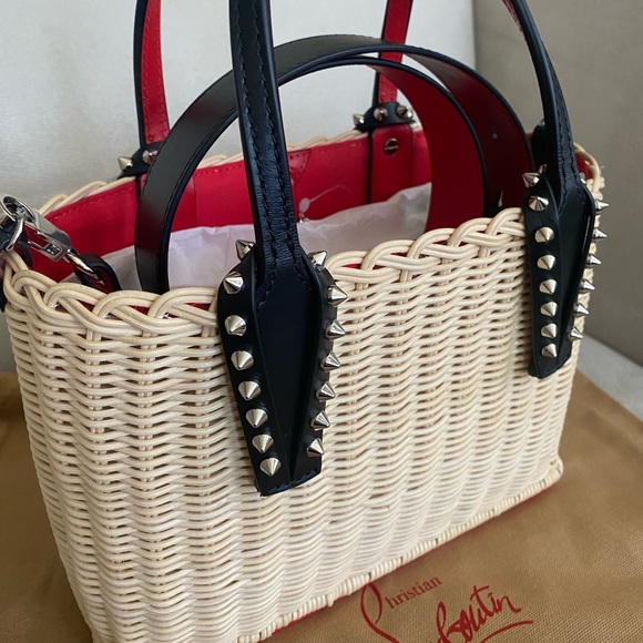 BNWT Christian Louboutin Mini Cabata studded rattan tote - perfect for summer! - Picture 5 of 7